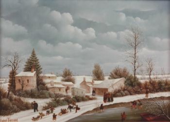 (611)- Hiver sur un paysage vendéen-1986-hsb 24x35 cm.