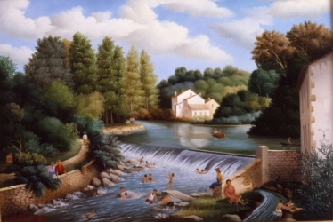 (612)- Un Dimanche à Rochard sur la Sèvre nantaise-1986-hsb 24x35 cm.