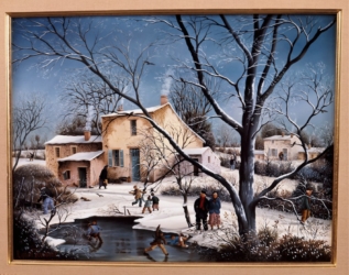 (613)-Paysage de neige-L'Arbre bleu-1986-hsb 27x35 cm.