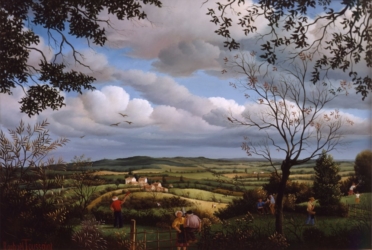 (625)-Horizons vendéens vus du Mont des alouettes-1987-hsb 24x35 cm;
