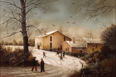 (630)- La Marelière sous la neige-1988- hsb 24x35 cm.