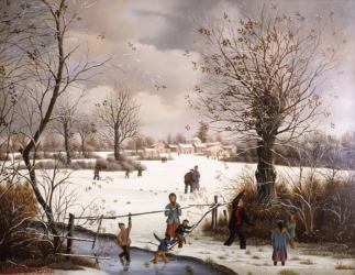 (635)- Le chêne tétard sous la neige-Vers le Poiré sur Vie-1988-hsb 27x35 cm.