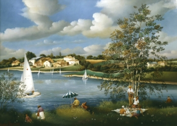 (639)- Le Lac du barrage de Papon-1988- hsb 33x46 cm.