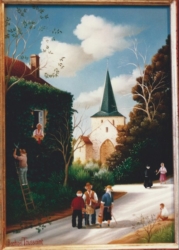 (644)- La petite Église de Saint Étienne du Brillouet-1988-hsb 19x27 cm.
