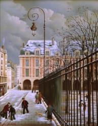(652)-Paris-La Place des Vosges-1989- hsb de 35x27 cm.