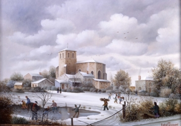 (654)- Simon la Vineuse sous la neige-1989-hsb 33x46cm.
