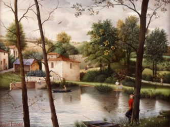 (658)- Le Lac du Moulin à Élise au Poiré sur vie-1989-27x35 cm.