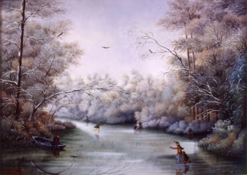 (H.B-669)- Le Marais enneigé
hsb de format 33×46 cm, daté 1990. Signé en bas à gauche.