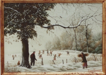(671)- Jeux de neige a la Brossardière-1990-hsb 19x27 cm.