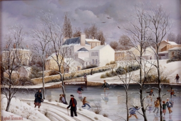 (672)- Le Quartier du Roc au Poiré sur Vie – Hiver-1990-hsb de format 24x35 cm.