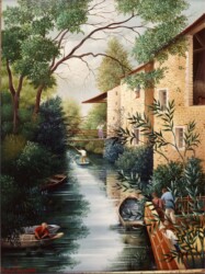 (H.B-680)- La Garette – Dans la Venise verte hsb de format 35×27 cm, daté 1990. Signé en bas à gauche.