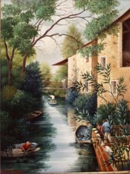 (H.B-680)- La Garette – Dans la Venise verte hsb de format 35×27 cm, daté 1990. Signé en bas à gauche.