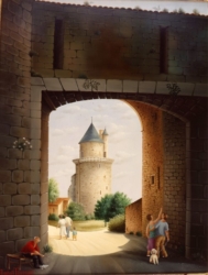 (681)- La Porte du Château d'Apremont – Vendée-1990-hsb 35x27 cm.