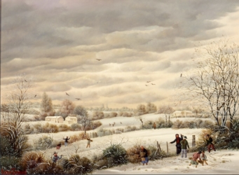 (687)- Scène hivernale dan la campagne vendéenne-1991-hsb 33x46 cm.