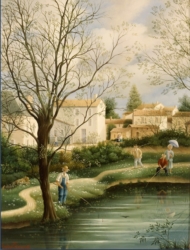 (694)- Au bord du Lac de la Minauterie-1991-hsb 35x27 cm.