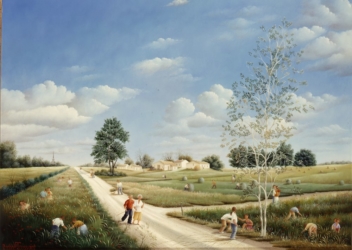 (696)- La Route ensoleillée dans la plaine de Luçon-1991-hsb 33x46 cm.