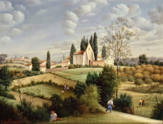 (698)- Le Village de Montvieil-Dans le Lot et Garonne-1991-hsb 27x35 cm.