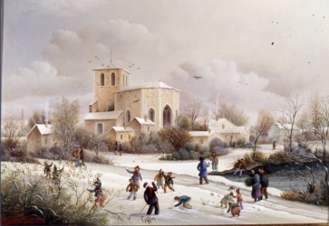 (706)- Simon la Vineuse-Paysage sous la neige-1991-hsb 24x35 cm.
