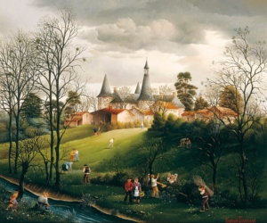 (707)- Le Château de la Métairie-L'été-1991-hsb 38x46 cm.