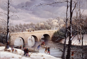 (716)- Le Pont des Lucs sur Boulogne-Neige-1991-hsb 24x35 cm.