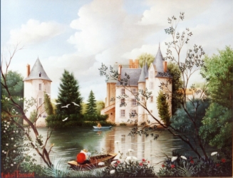 (720)- Le Château de la Preuille à Saint Hilaire de Loulay-1993-hsb 35x27 cm.