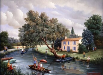 (H.B-722)- Dans le Marais poitevin – Le vieux Saule. hsb de format 24×35 cm, daté 1993. Signé en bas à droite.