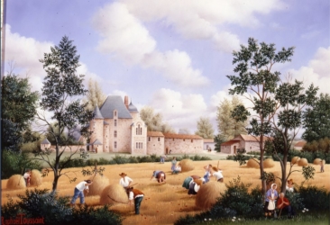 (723)- Le Logis de la Chabotterie-Vendée-Le Champ de blé-1993-hsb 24x35 cm.