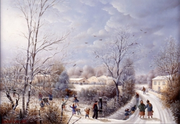 (729)- Sur la route du Beigon-Basset-Neige-1994-hsb 24x35 cm.