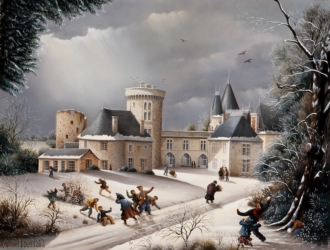 (736)- Le Château de la Flocellière-1995-hsb 27x35 cm.