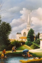 (741)- Le bourg de Beaulieu sous la Roche-1995-hsb 35x24 cm.