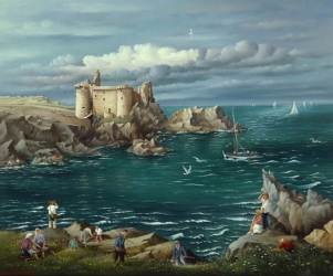 (742)- Le vieux château de l'Île d'Yeu-1995-hsb 38x46 cm.