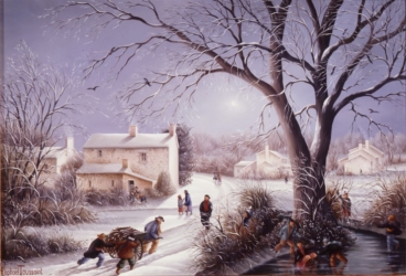 (748)- La Tombée du jour-Neige-1996-hsb 24x35 cm.