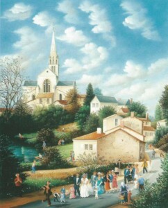 (753)-Jour de Noces à Beaulieu sous la Roche. hsb de format 46×38 cm, daté 1996. Signé en bas à gauche.