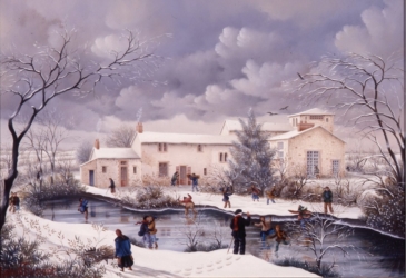 (756)-Le Logis de Bonne Fonds sous la neige-Aizenay-1996-24x35 cm.