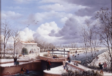 (758)- L'Écluse du Canal des hollandais-La plaine de Luçon-1997-27x35 cm.
