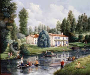 (H.B-761)- La Ferme aux volets bleu dans la Venise verte-hsb de format 38×46 cm, daté 1997.Signé en bas à gauche.
hsb de format 38×46 cm, daté 1997.Signé en bas à gauche.