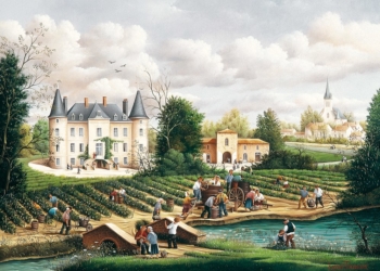 (762)- Vendanges au Château de la Merlatière-1997-hsb 33x46 cm.