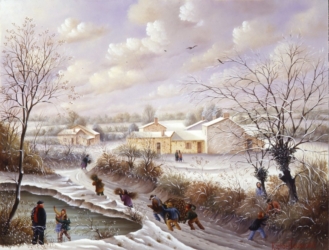 (765) 3- Le Chemin creux sous la neige-1997-27x35 cm.