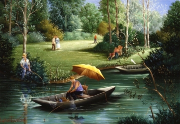 (H.B-767)- La Barque et le pêcheur
hsb de format 24×35 cm, daté 1997. signé en bas à gauche.