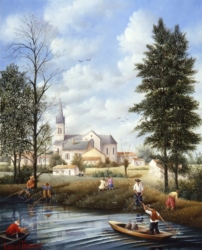 (769)- Sur les bords de l'Yon-Chaillé sous les Ormeaux-1998-27x22 cm.