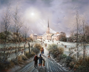 (786)-La Nuit de Noël-Paysage de neige-1999-38x46 cm.