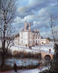 (792)-Le Château de la Guignardière-Neige-2000-35x27 cm.