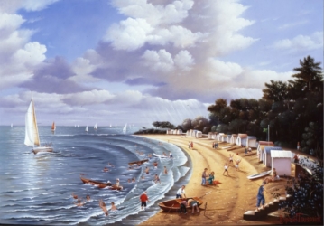 (793)-Noirmoutier-La Plage aux cabines-2000-24x35 cm.
