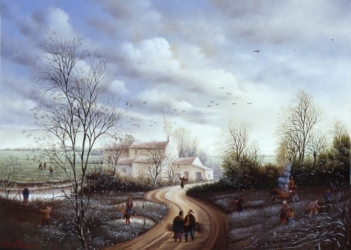 (796)-La Maison des Montassier-Par une matinée d'hiver-2000-38x46 cm.
