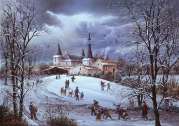 (804)-Le Logis de la Métairie-Le Poiré sur vie-Neige-2002-27x35 cm.