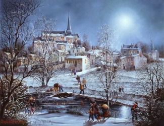 (805)-La Tombée du jour sur le Poiré sur Vie-2002-27x35 cm.