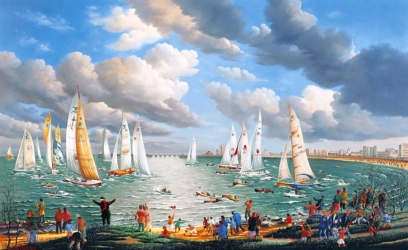 (823)- Regard sur le Vendée globe-2004-hsb 50x65 cm