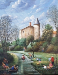 (832)-Le Logis de la Davière vu de la Boulogne-2006-hsb 35x27 cm.
