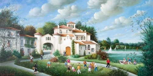 (833)-Le Château de Brindos-Biarritz-Anglet-2006-hsb 28x55 cm.