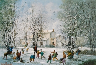 (834)-Jeux de neige dans la campagne Vendéenne-2006-24x35 cm.
